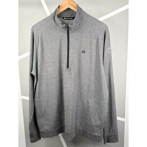 Travis Mathew ¼ Zip Pullover Men’s L Pine Hills CC Heather Grey Jersey Pockets